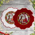 Stained Glass Santa ITH placemat in 4 sizes