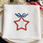 Star Monogram Frame with 3D Bow Machine Embroidery Design