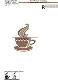 Stylized Coffee Cup Embroidery Design