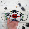 Sugar Skull Face Mask with Earrings ITH Machine Embroidery Design - 2 Sizes