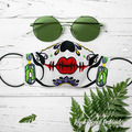 Sugar Skull Face Mask with earrings Machine Embroidery design - 2 sizes