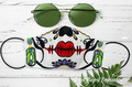 Sugar Skull Face Mask with earrings Machine Embroidery design - 2 sizes