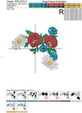 Summer bouquet Corner Machine Embroidery Design - 3 sizes