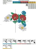 Summer bouquet Corner Machine Embroidery Design - 3 sizes
