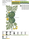 Summer watermelon border Machine Embroidery Design - 2 sizes