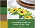 Sunflowers Garland Machine Embroidery Design - 5 sizes