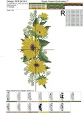 Sunflowers Garland Machine Embroidery Design - 5 sizes