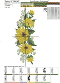 Sunflowers Garland Machine Embroidery Design - 5 sizes