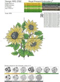 Sunflowers bouquet Cross-stitch Machine Embroidery Design