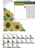 Sunflowers corner Machine embroidery design - 2 sizes