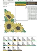 Sunflowers corner Machine embroidery design - 2 sizes
