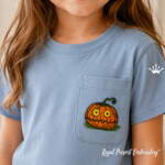 Small Scared Pumpkin Machine Embroidery Design - 4 Sizes