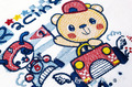 Teddy Bear driving race car Machine Embroidery Design