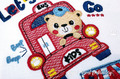 Teddy Bear driving red bus Machine Embroidery Design