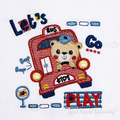 Teddy Bear driving red bus Machine Embroidery Design