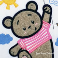 Teddy bear flies on a balloon Applique Machine Embroidery Design - 5 sizes