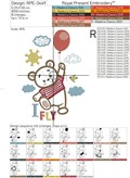 Teddy bear flies on a balloon Applique Machine Embroidery Design - 5 sizes
