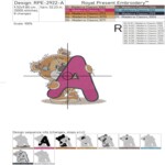 Teddy bear letter A - 4 sizes
