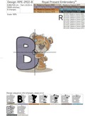 Teddy bear letter B Machine Embroidery Design - 4 sizes
