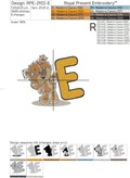 Teddy bear letter E Machine Embroidery Design - 4 sizes