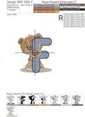 Teddy bear letter F Machine Embroidery Design - 4 sizes