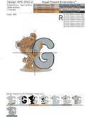Teddy bear letter G Machine Embroidery Design - 4 sizes