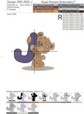 Teddy bear letter J Machine Embroidery Design - 4 sizes