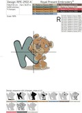 Teddy bear letter K Machine Embroidery Design - 4 sizes