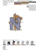 Teddy bear letter N Machine Embroidery Design - 4 sizes