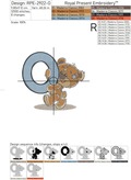 Teddy bear letter O Machine Embroidery Design - 4 sizes