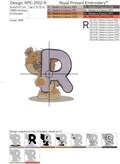 Teddy bear letter R Machine Embroidery Design - 4 sizes