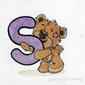 Teddy bear letter S Machine Embroidery Design - 4 sizes
