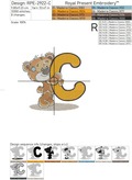 Teddy bear letter С Machine Embroidery Design - 4 sizes