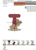 Teddy bear letter T Machine Embroidery Design - 4 sizes