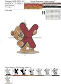 Teddy bear letter X Machine Embroidery Design - 4 sizes