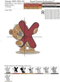 Teddy bear letter X Machine Embroidery Design - 4 sizes
