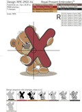 Teddy bear letter X Machine Embroidery Design - 4 sizes