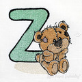 Teddy bear letter Z Machine Embroidery Design - 5 sizes