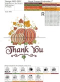 Thanksgiving Pumpkins with autumn leaves machine embroidery design - 3 sizes