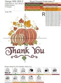 Thanksgiving Pumpkins with autumn leaves machine embroidery design - 3 sizes