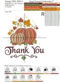 Thanksgiving Pumpkins with autumn leaves machine embroidery design - 3 sizes