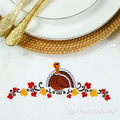 Thanksgiving Turkey border machine embroidery design - 4 sizes