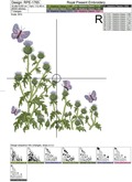 Thistle flowers and butterflies machine embroidery design - 3 sizes
