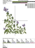 Thistle flowers and butterflies machine embroidery design - 3 sizes