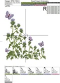 Thistle flowers and butterflies machine embroidery design - 3 sizes