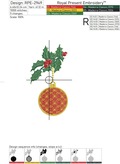 Three Christmas Balls with Holly Machine Embroidery Designs