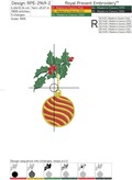 Three Christmas Balls with Holly Machine Embroidery Designs