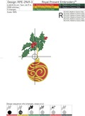 Three Christmas Balls with Holly Machine Embroidery Designs