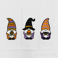 Lot de trois motifs de broderie mécanique « Gnomes d'Halloween » – 2 tailles