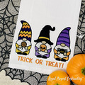 Three Halloween Gnomes with inscription Machine Embroidery Designs - 2 sizes